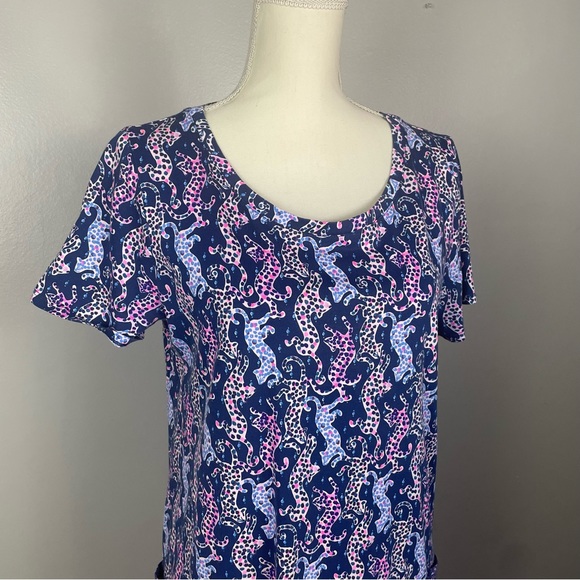 Lilly Pulitzer Blue Cat Short Sleeve Dress Size Large - Picture 7 of 9